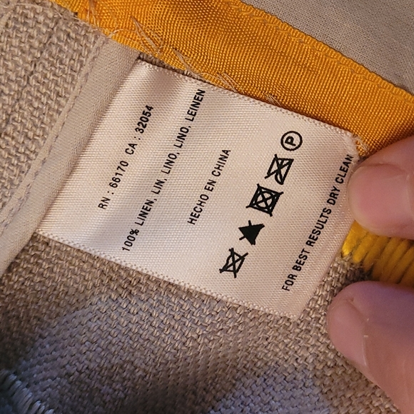 Maeve Anthropologie Tan Light Academia Linen Yellow Black Brown Stripes … - Picture 10 of 11